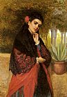John Bagnold Burgess A Spanish Beauty in a Red and Black Lace Shawl painting